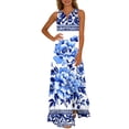 thumbnail image 2 of Nuoqisi Womens Summer Maxi Dress 2026 Casual V Neck Floral Sleeveless Sun Dress Trendy Beach Vacation Long Flowy Dresses, 2 of 8