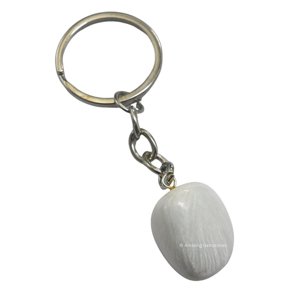 Scolecite Crystal Car Key Holder, Tumbled Crystal Keychain