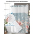thumbnail image 4 of No Hook Cloth Fabric Shower Curtain with Snap in Liner, Pink Flowers Waterproof Shower Curtains Set with See Through Top Window, Vintage Blue Farmhouse Country Floral Bath Curtains Shower 66"x72", 4 of 6