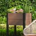 thumbnail image 6 of EastVita 19L x 33H Elevated Garden Bed with Storage Shelf HDPE Wood Grain Planter Box Sturdy Aluminum Frame for Vegetables Herbs All Weather Outdoor Patio Use, 6 of 7