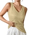 thumbnail image 3 of Breezora Women Sparkle V Neck Sequin Tank Top Glitter Sleeveless Club Festival Layer Loose Fit Vest S Size Gold, 3 of 7