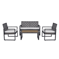 thumbnail image 5 of Tcbosik 4 Pieces Conversation Set, Wicker Rattan Chairs & Loveseat with Soft Cushions, Modern Coffee Table with Wood Top, Outdoor Furniture Set with Metal Frame for Garden, Patio, Backyard, Brown, 5 of 10