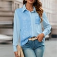 thumbnail image 4 of Yteetum Women's Sequin T Shirts Oversized Lapel Glitter Sparkly Prom Party Pullover Top Button Down Long Sleeve Shirt Women Casual Plus Size Turndown Collar Sequined Comfy Tee Party Club Night Blouse, 4 of 8