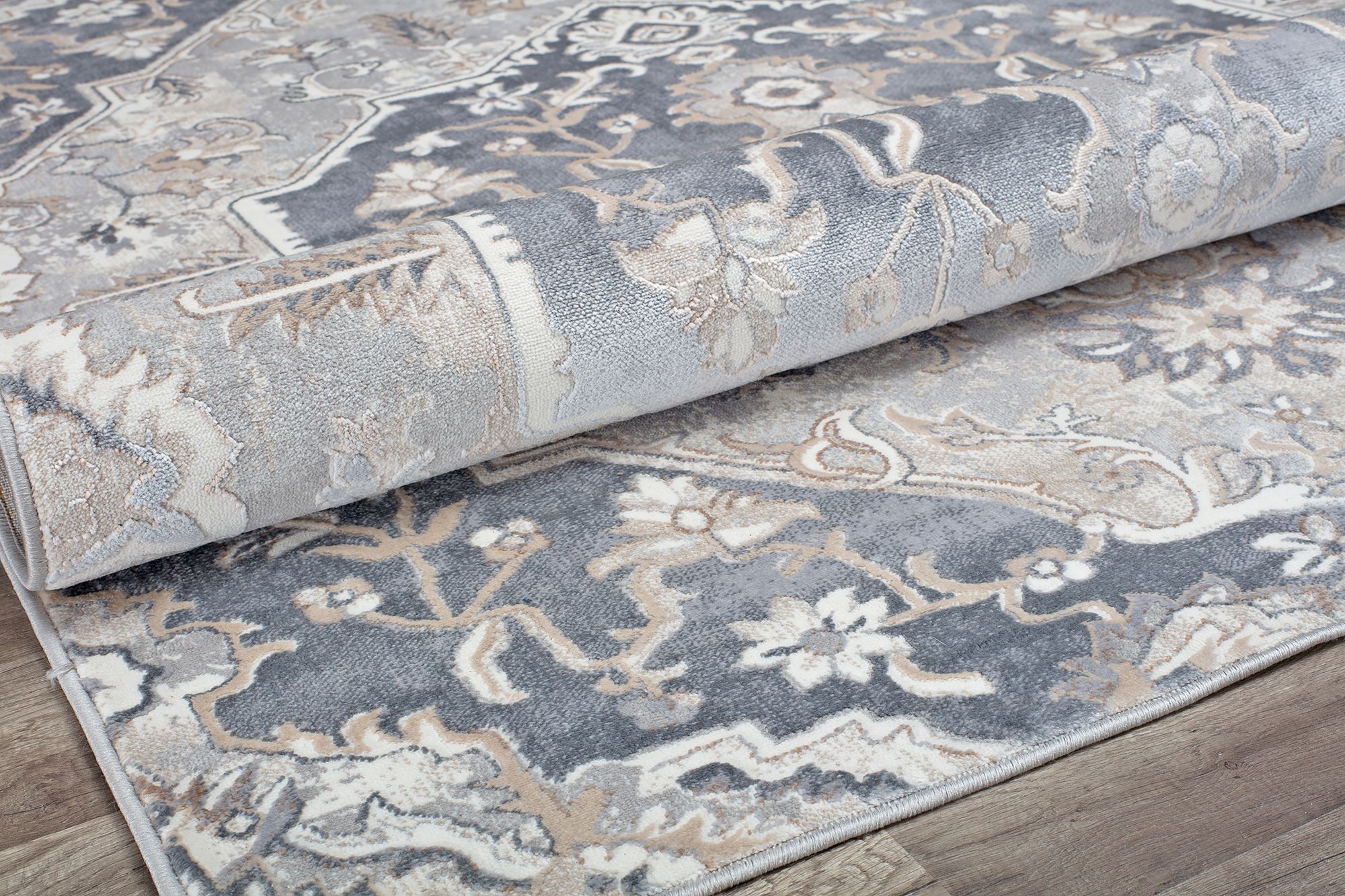 Rugs America Emali EA15A Cobblestone Vintage Farmhouse Light Gray Area Rug, 5'x7'