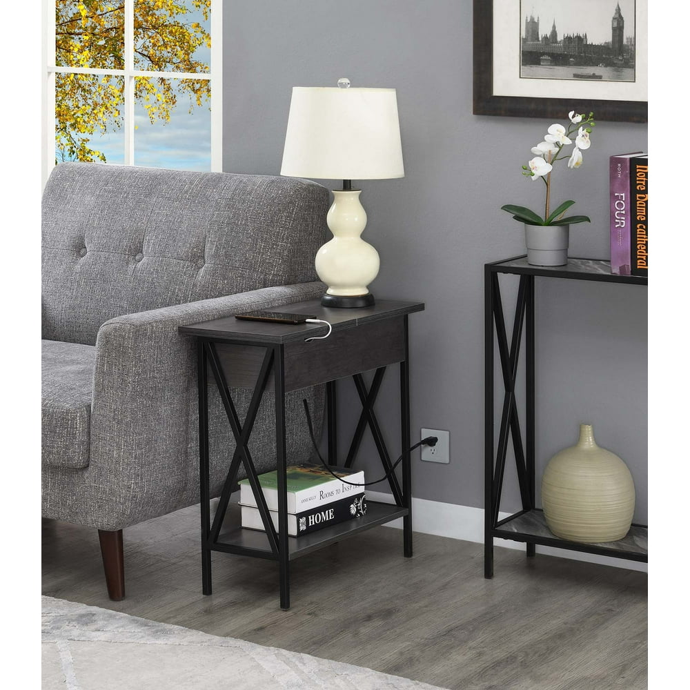 Convenience Concepts Tucson Flip Top End Table with Charging Station