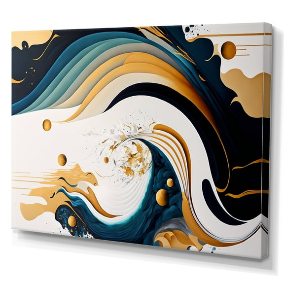 Designart Blue And Gold Modern Art Abstract Painting IV Canvas Wall Art