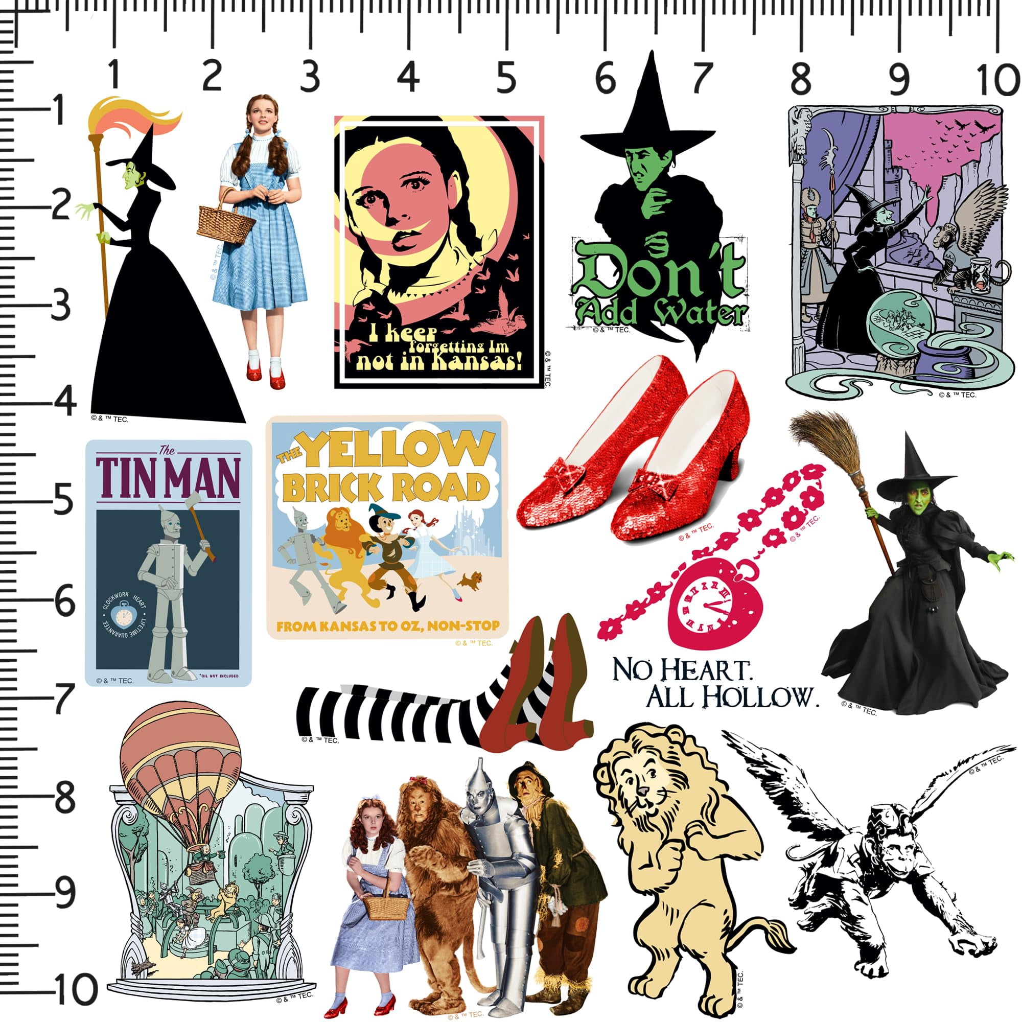 The Wizard of Oz 100ct Vinyl Large Deluxe Stickers Variety Pack  Dorothy, Wicked Witch, Yellow Brick Road, Emerald City & Classic Film Artwork, Laptop, Water Bottle, Scrapbooking, Indoor/Outdoor