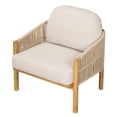 thumbnail image 4 of Outdoor Wood Club Chair – Beige Rope Design with Beige Cushion, Patio Lounge Chair for Backyard, Deck, Poolside, Garden, 4 of 11