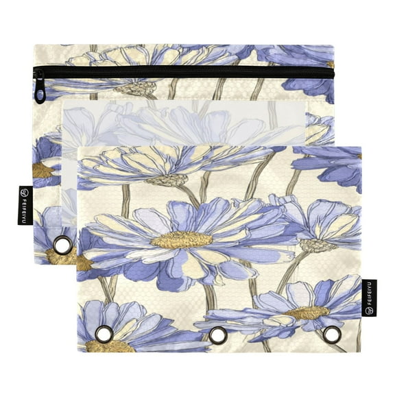 JLWWHD Lavender Daisies Pencil Pouch for 3 Ring Binder Binder Pencil Case One SizeX2