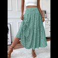 thumbnail image 4 of Falda Midi de Cintura Alta Elástica para Mujer, Informal, de Verano, , con Volantes, Estampado Floral, Corte A. Flores L, 4 of 8