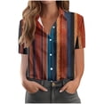 thumbnail image 2 of Ounisa Womens Short Sleeve Shirts Lapel Random Printed Button Detail Loose Fit Cotton Blend 2026 Spring Summer Daily Casual Fashion Trendy Comfortable Blouse Tops S-2XL, 2 of 6