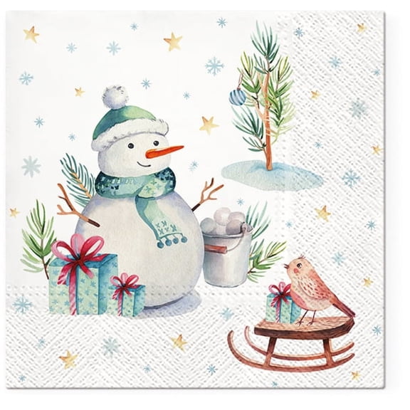 Snowman Napkins LOVELY SNOWMAN 40pcs Christmas Paper Luncheon Napkins, Christmas Paper Napkins for Decoupage, Snowman Face Napkins