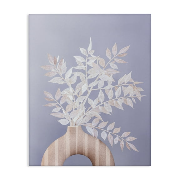 Stupell Industries Ruscus Plant Circular Vase Plants & Flowers Painting Wrapped Canvas Art Print Wall Art, 16 x 20