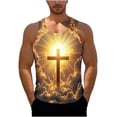 thumbnail image 2 of SGFCWSX Mens Tank Tops Graphic Sleeveless Shirts Breathable Lightweight Beachwear for Vacation Casual Wear Gold Size M, 2 of 6