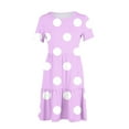 thumbnail image 6 of Sakmal Long Sun Dresses for Women 2024 Purple Crew Neck Loose Fit Tiered Polka Dot Short Sleeve with Pocket Sundress, 6 of 6