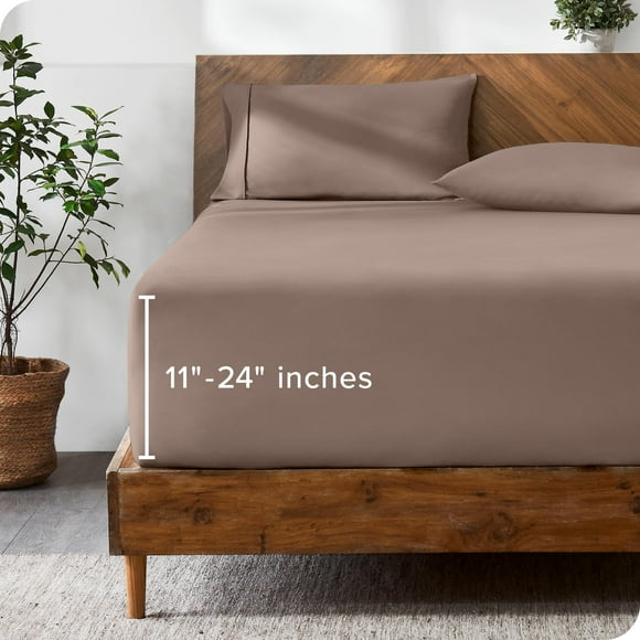 Bare Home Twin Extra Long Fitted Sheet - Extra Deep Pocket Fitted Sheet - Premium 1800 Microfiber - Ultra-Soft Wrinkle Free - Twin XL Bottom Sheet (Twin XL - 11"" to 24"" Pocket, Taupe)