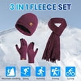 thumbnail image 3 of Guiexla 1 Set Winter Hat Scarf Gloves Set Thick Knitted Soft Warm Elastic Solid Color Ear Five Fingers Windproof Unisex Winter Outdoor Cycling Cap Tassel Scarf Touch Screen Gloves Set, 3 of 8