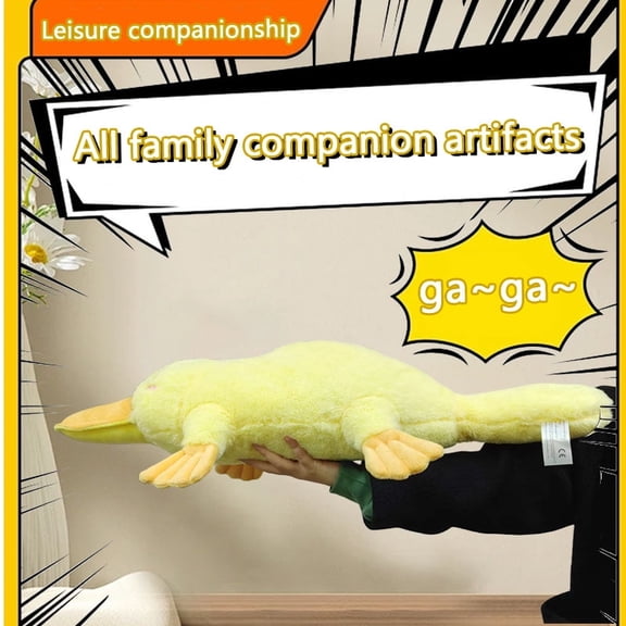 Yellow platypus plush toy (31.5 inches) | Children's stuffed toy and cushion in one, polyester fiber filled doll, interactive children's toy, suitable for Halloween / Christmas