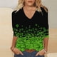 thumbnail image 1 of TaTaai Women St. Patrick's Day Print Loose V-Neck 3/4 Sleeve Top Casual Fashion T-Shirt Ladies Spring Daily Holiday Wear Lightweight Breathable Non-See-Through No Fading Stylish Top Gift, 1 of 5
