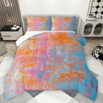 Manfei Gradient Tie Dye Full Size Comforter Sets,Retro Batik Aesthetic Bedding Comforter Set,Orange Blue Pink Bedding Sets For Teens,Luxury Bedroom Decor Reversible,3pcs