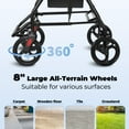 thumbnail image 5 of MaxKare Rollator Rolling Walker 8" Wheels with Seat & Padel for Seniors, Use as Transport Wheelchair or Walker, Removable Armrest & Backrest, Foldable, Adjustable Handles, 300Lbs, 5 of 11