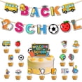 thumbnail image 4 of School Bus Cake Topper Set, Ruler Banner Party Supplies With Orange Ribbon And Decorative Emulsion Material For Welcome Party And Opening Season Decor 18Pc, 4 of 9