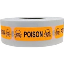 Fluorescent Orange Poison Warning Labels | 0.5 x 1.5" inches - 500 Pack | InStockLabels.com
