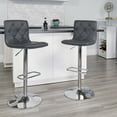 thumbnail image 2 of Flash Furniture Sammie 2 Pack Contemporary Button Tufted Gray Vinyl Adjustable Height Barstool with Chrome Base, 2 of 14