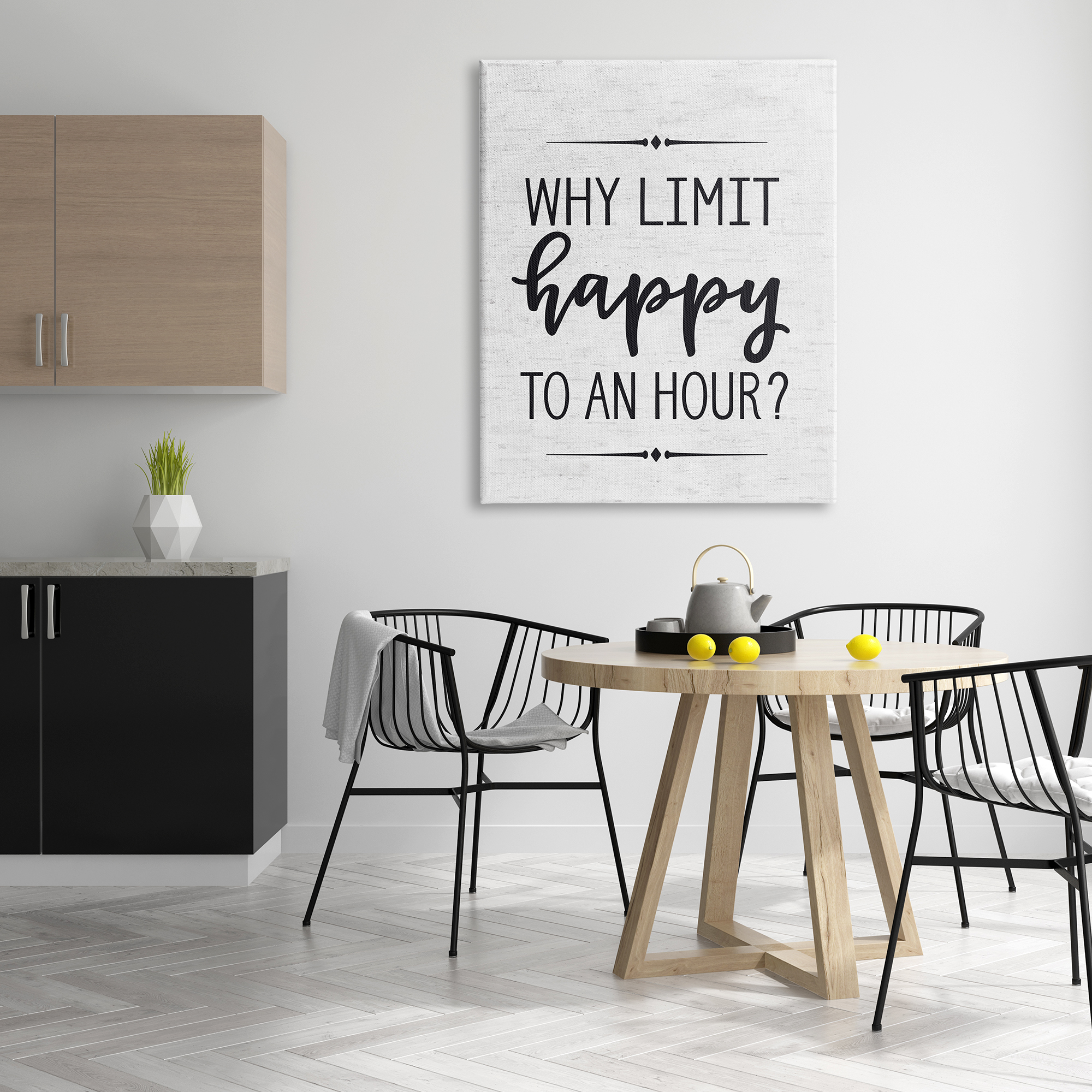 Stupell Industries Why Limit Happy To An Hour Subtle Birch Script Typography, 36 x 48,Design by Lettered and Lined