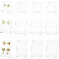 12pcs Acrylic Earring Stand Organizer 3 Styles Earring Display Holder Ear Studs Jewelry Storage L-Shape Ear Rack Showcase Necklace Stand Display Board for Store Selling Show