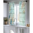 thumbnail image 5 of Teal Beach Coastal Sheer Curtains 54 Inch Length 2 Panels Set for Living Room/Bedroom, Summer Nautical Coral Shell Botanical Vintage Kitchen Curtains Grommet Curtains Window Treatments 42"x54"x2, 5 of 7