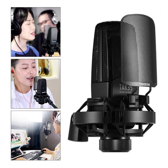 Microphones, Tak35 Professionnel Condenseur Métal Montage Pare-Brise Réseau Direct Condenseur Micro avec Pare-Brise Réseau Montage Réseau Mewmewcat Live Vocal Xlr Qudai
