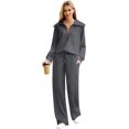 thumbnail image 2 of Lounge Sets For Women 2023 Oversized Half Zip Sweatshirt And Wide Leg Sweatpant 2 Piece Outfits Sweatsuit Tracksuit, 2 of 6