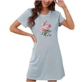 thumbnail image 1 of Camisón corto de talla grande para mujer, camisón de manga corta con estampado de pecho a la moda, camisón para mujer, 1 of 2