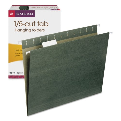 Smead Smead Hanging Folders Letter Size 1 5 Cut Tab Standard Green 