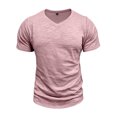 thumbnail image 2 of FRSASU Men's Casual Cotton T-Shirts V Neck Fashion Casual Short Sleeve Gym Athletics T-Shirts Pink, 2 of 8