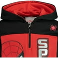 thumbnail image 3 of Marvel Spiderman Big Boys Fleece Half-Zip Pullover Hoodie Red/Black 10, 3 of 9