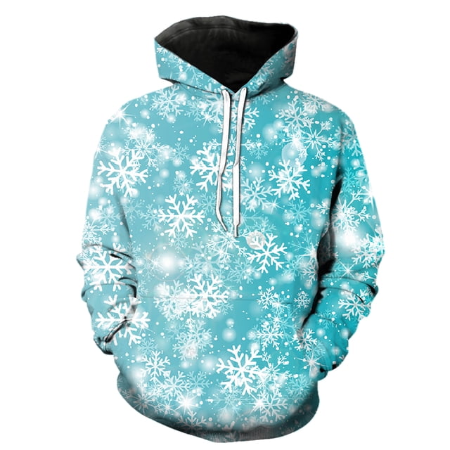 Sudadera con capucha de copos de nieve de invierno para hombre, de gran tamaño, divertida, con estampado 3D, informal, estilo hip hop, unisex, para adolescentes y primavera