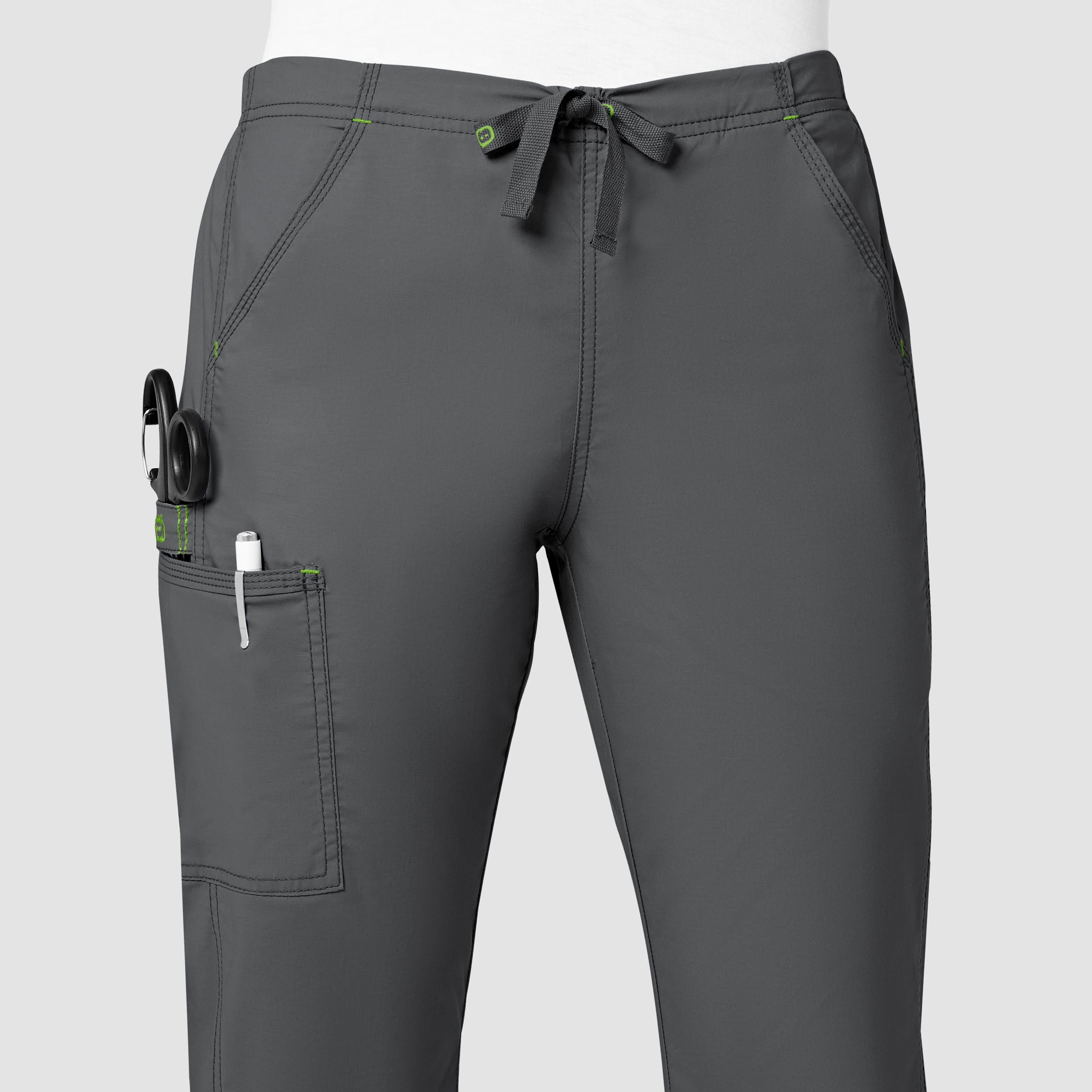 WonderWink Womens WonderFLEX Grace Flare Leg Cargo Pant Medium Petite Charcoal