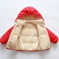 thumbnail image 3 of PatPat Toddler Girl Coats Boy Winter Clothes Fleece Lined Hooded Puffer Jacket for Toddler Kids Solid Long Sleeve Warm Outerwear, Red, 4-5 Years, 3 of 9