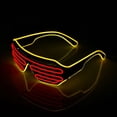 thumbnail image 1 of Gafas de neón Rave (amarillo+rojo) Gafas de sol LED intermitentes con alambre iluminan disfraces de DJ para fiestas, años 80, EDM, Halloween, 1 of 5