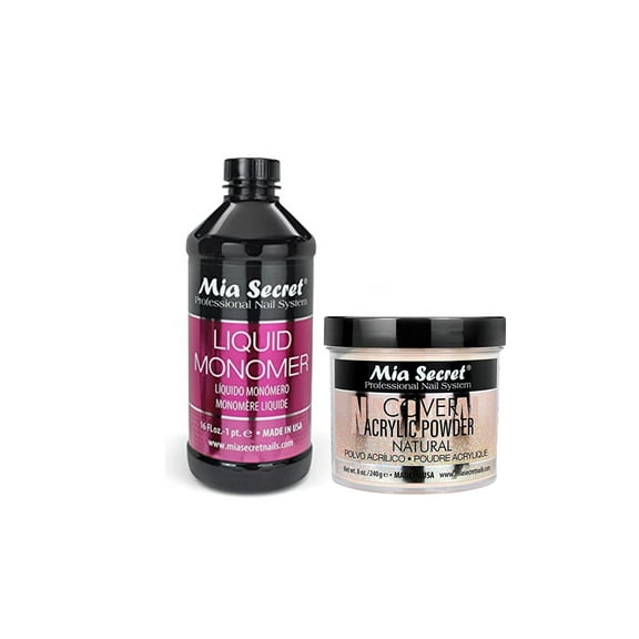 Mia Secret - Liquid Monomer 16oz. & Cover Acrylic Powder Natural 8oz. - Combo