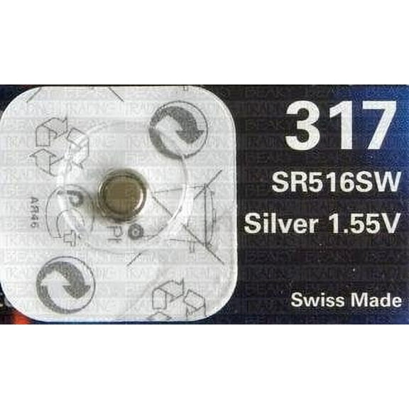 One (1) X Renata 317 Sr516Sw Sb-Ar Silver Oxide Watch Battery 1.55V Blister Packed