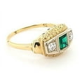 thumbnail image 3 of Antique Diamond and Emerald 3-Stone Engagement Ring in 14K Gold, 3 of 9