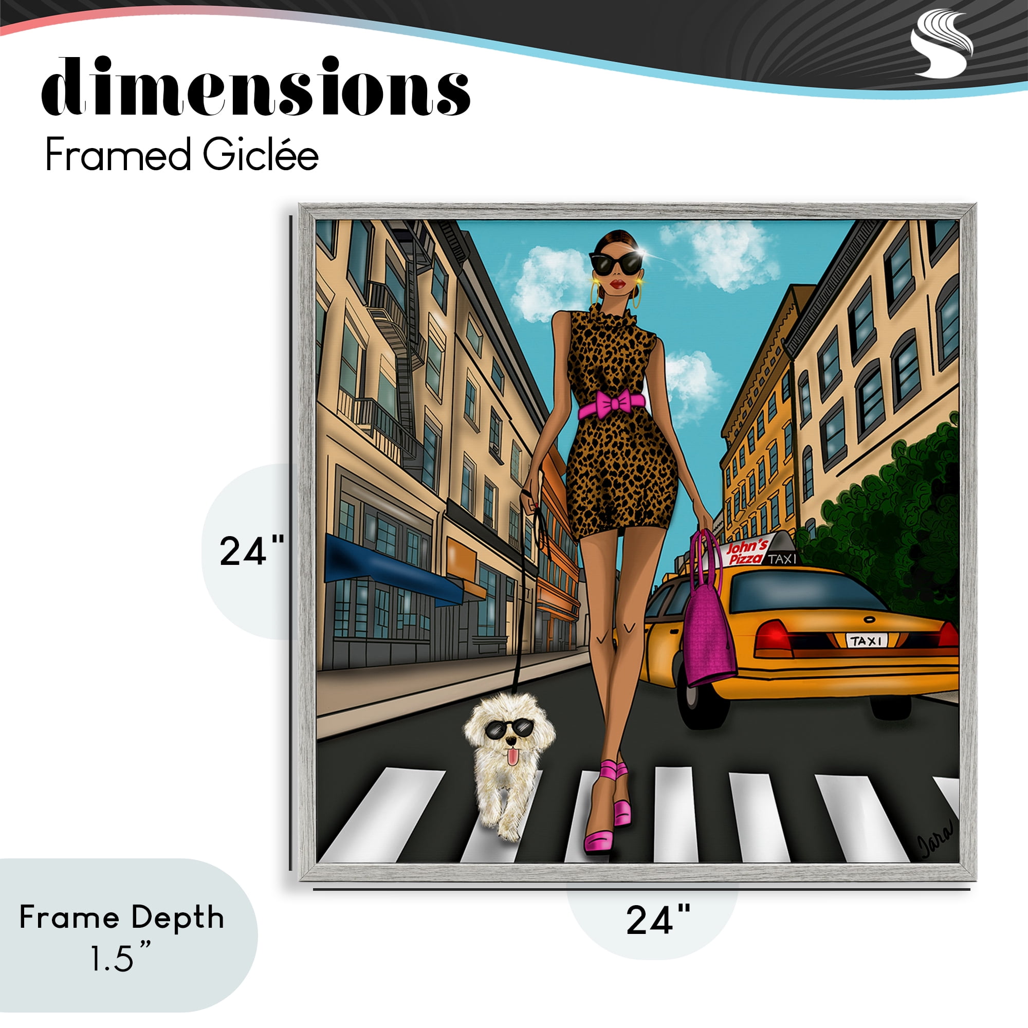 Stupell Industries Fashion Girl in Big City Gray Framed Giclee Art, design by Tara Boone