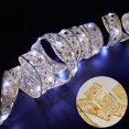 thumbnail image 1 of Cadena de luces navideñas con cintas, adornos navideños, accesorios para árboles de Navidad, colgante decorativo, cinta dorada de doble capa, 1 of 6