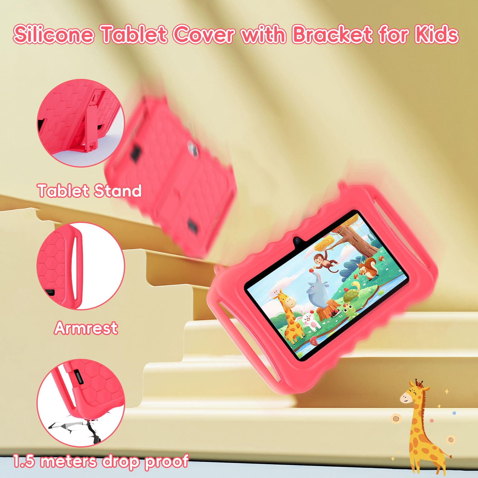 Kids Tablet, 7 inch Android 11 Tablet for Kids, 6(2+4) GB RAM 32GB ROM, Toddler Tablet with Bluetooth, GPS,WiFi,Parental Control, Dual Camera,Shockproof Case,Kids App Pre-Installed
