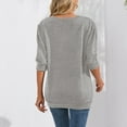 thumbnail image 2 of SWSMCLT Women's Half Sleeve Sweatshirt Casual Spring Tunic Shirts Slim Fit Top Puff Sleeve Tshirt Crew Neck Fall Grey Large, 2 of 4