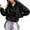 Black, variant on Fiaer Womens Sweatshirts Quarters Zip Pullovers V-Neck Long Sleeve Lapel Collared Solid Color Trendy Tops Yellow S