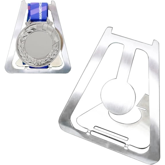 Medal Stands Holder, Stainless Steel Medal Display Stand Sports Marathon Medal Display Hanger Holder Medal Rack Desktop, Silver